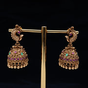 Real Gold Tone Micro Gold Polished Diamond Look Long Studs/Earrings