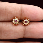 Diamond Look Micro Gold Polished Small Flower Baby Earrings/Studs - White
