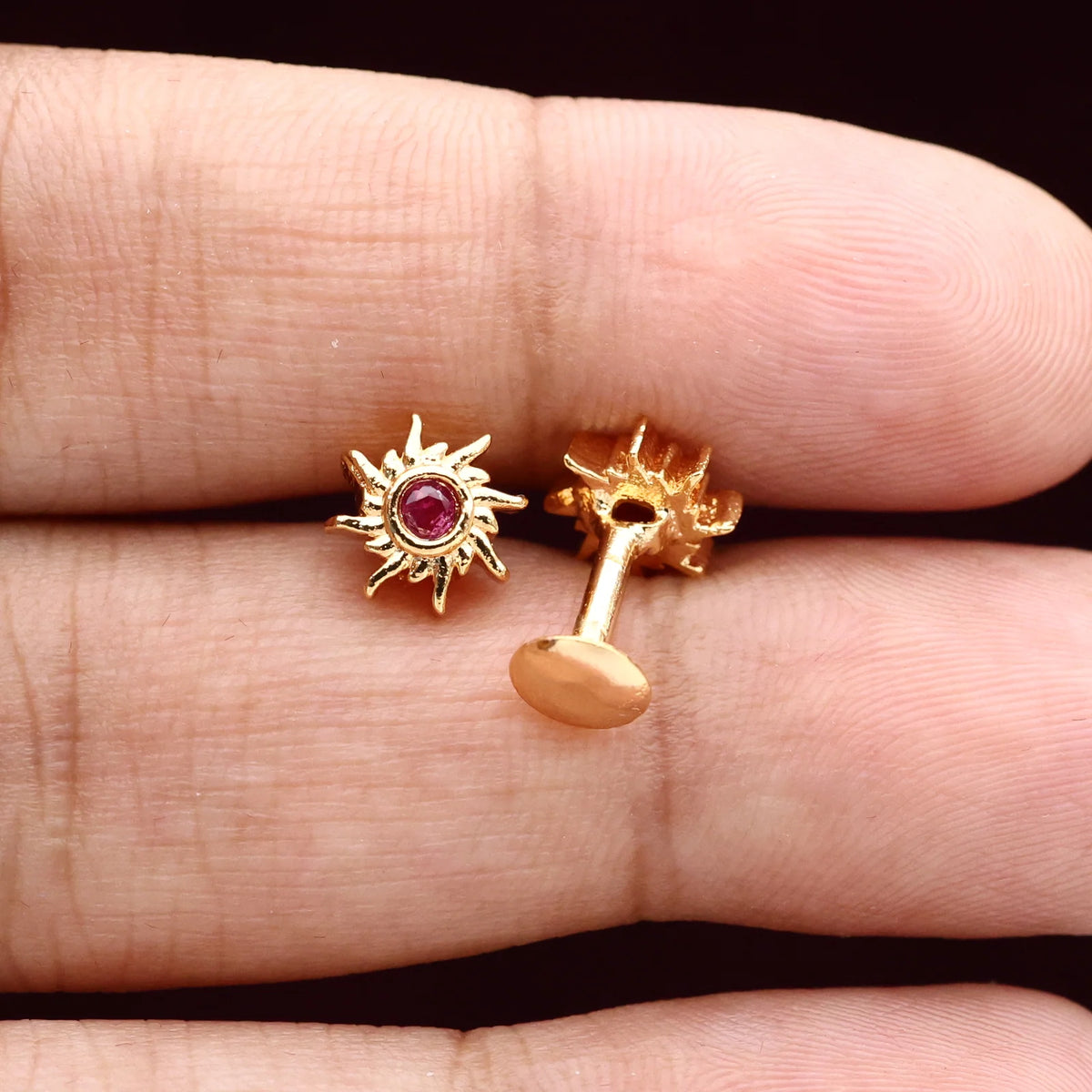 Diamond Look Micro Gold Polished Small Flower Baby Earrings/Studs - White