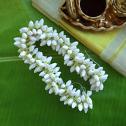 Handmade Thick Paper Based Reusable Realistic Jasmine String Flowers For Hair, Decoration & God Idols - 16 Inches