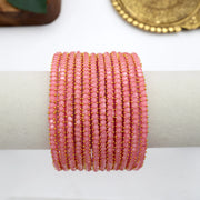 Diamond Crystal Cut Glass Bangles - Baby Pink